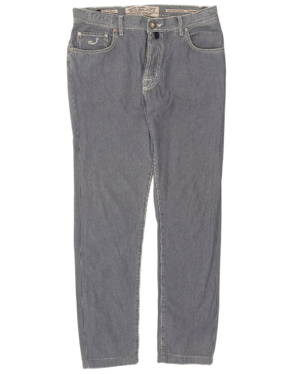 Calça masculina slim casual Jacob Cohen W38 L31 algodão listrado azul