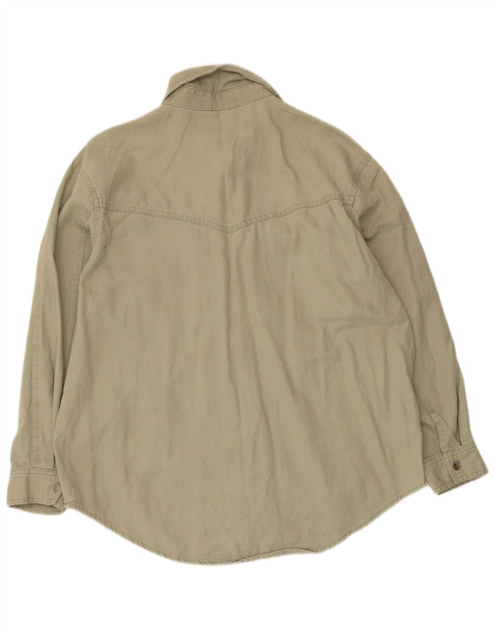 Camisa oversized feminina Zara UK 10 pequeno algodão verde