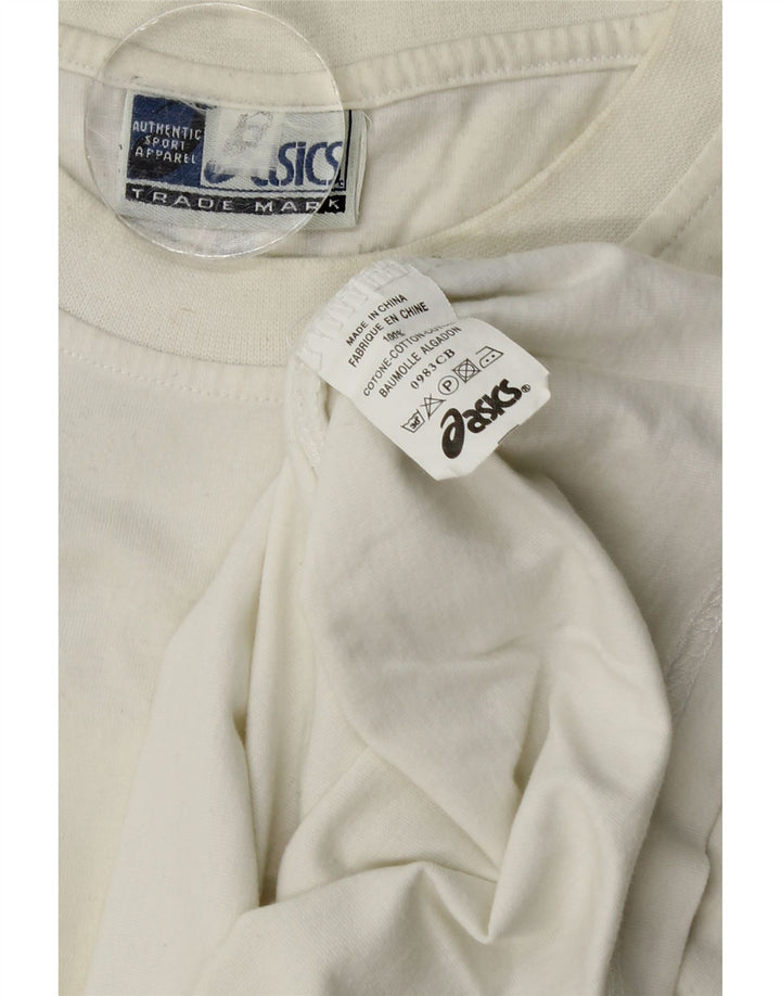 Camiseta gráfica masculina Asics Top grande algodão colorblock branco