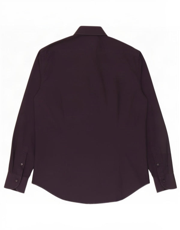Camisa masculina Ungaro tamanho 40 15 3/4 algodão roxo médio