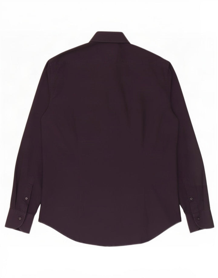 Camisa masculina Ungaro tamanho 40 15 3/4 algodão roxo médio