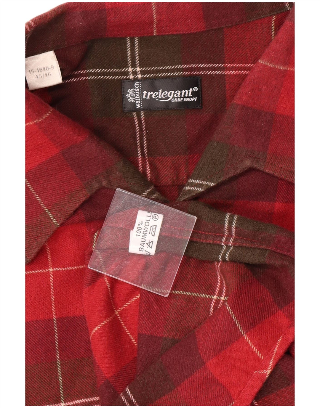 Camisa masculina de flanela Walbusch tamanho 45/46 XL vermelho xadrez algodão clássico