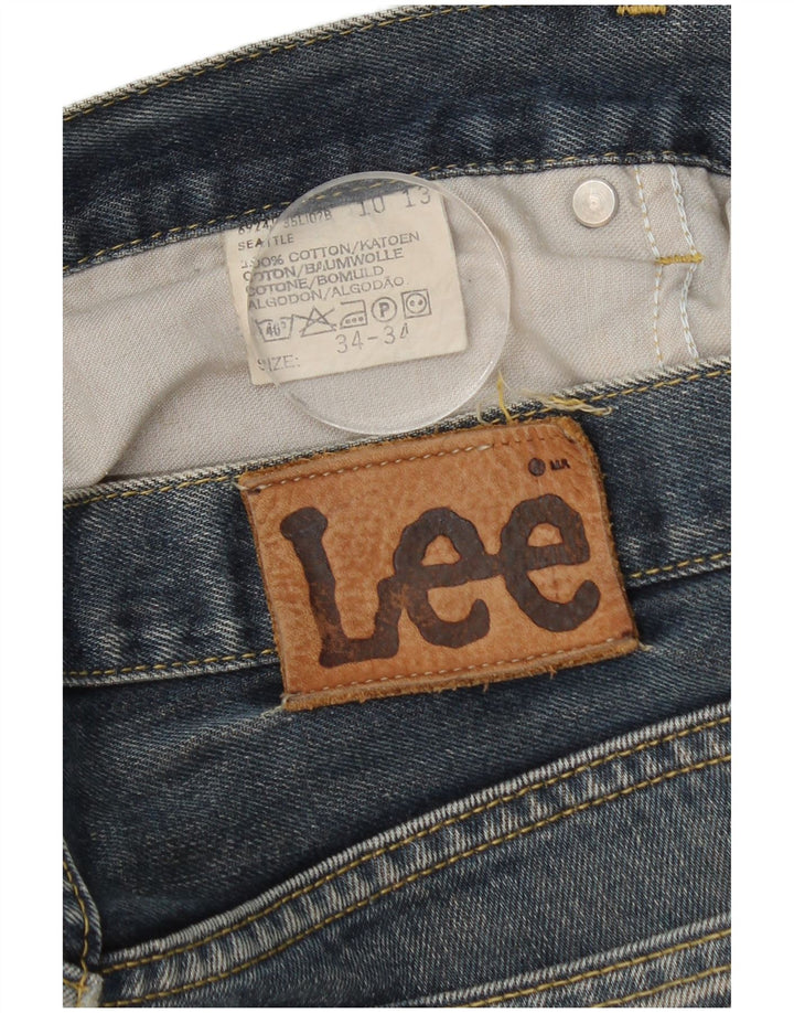 Lee Mens Seattle Straight Jeans W34 L30 Azul Algodão