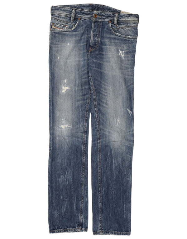 Diesel Masculino Iakop Distressed Slim Tapered Jeans W29 L32 Azul Algodão