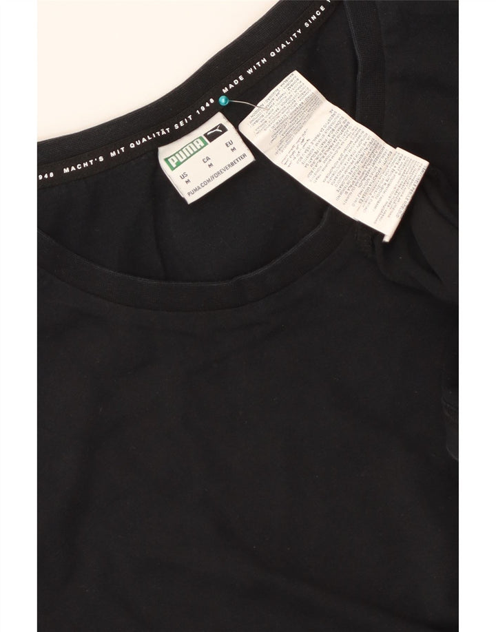 Puma Mens Graphic T-Shirt Top Médio Algodão Preto