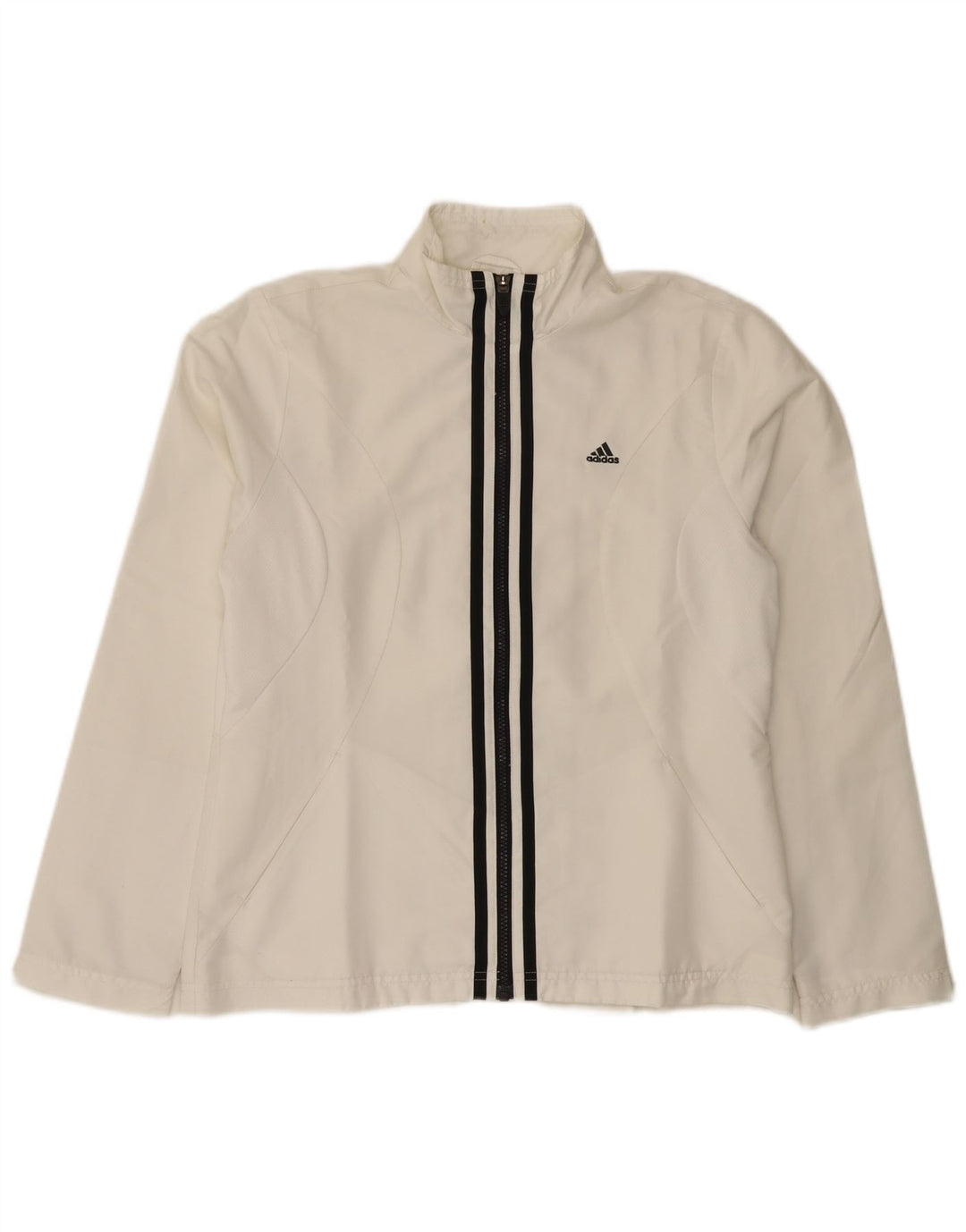 Adidas Womens Tracksuit Top Jacket UK 14 Médio Branco Poliéster