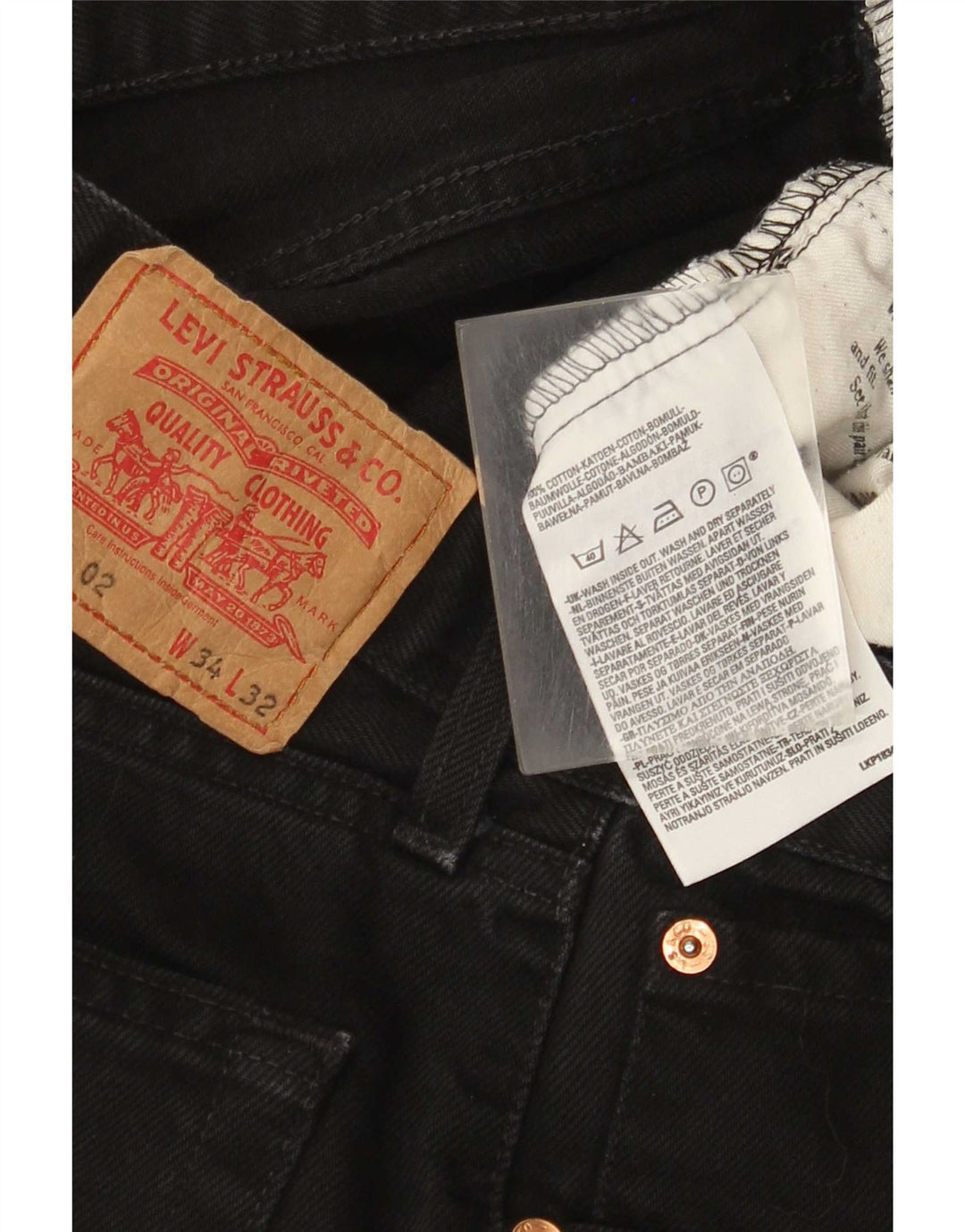 Calça jeans masculina Levi's 521 Tapered W34 L32 algodão preto