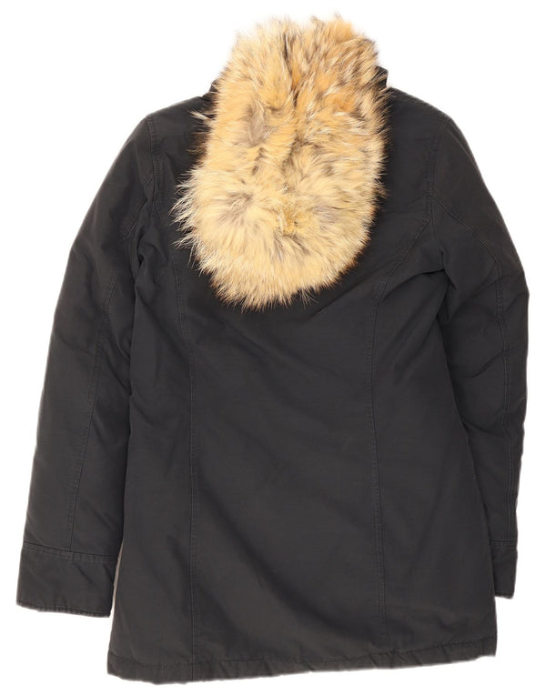 Jaqueta Parka Feminina Woolrich com Capuz Reino Unido 6 XS Azul Marinho