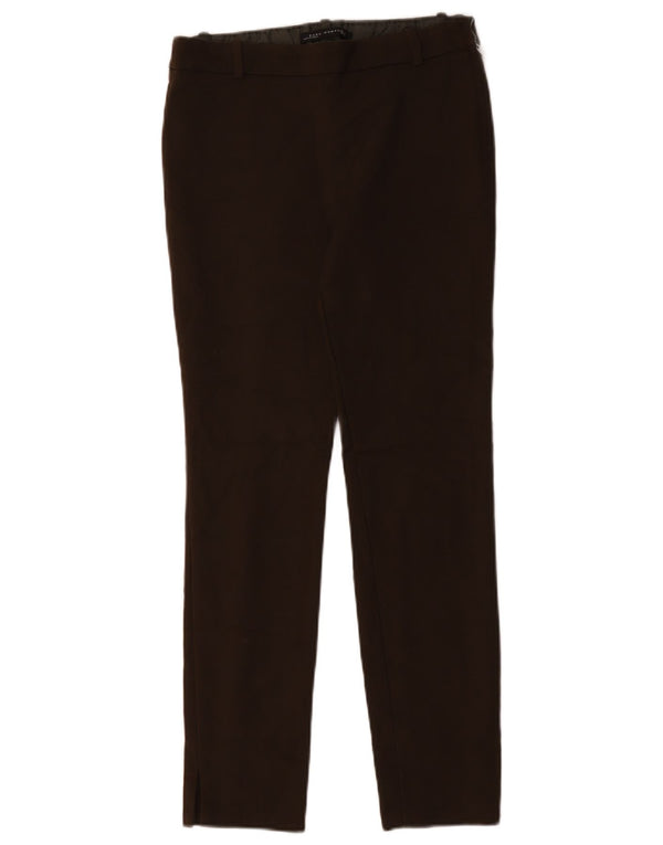 Zara Calça feminina casual slim pequena W26 L28 algodão marrom