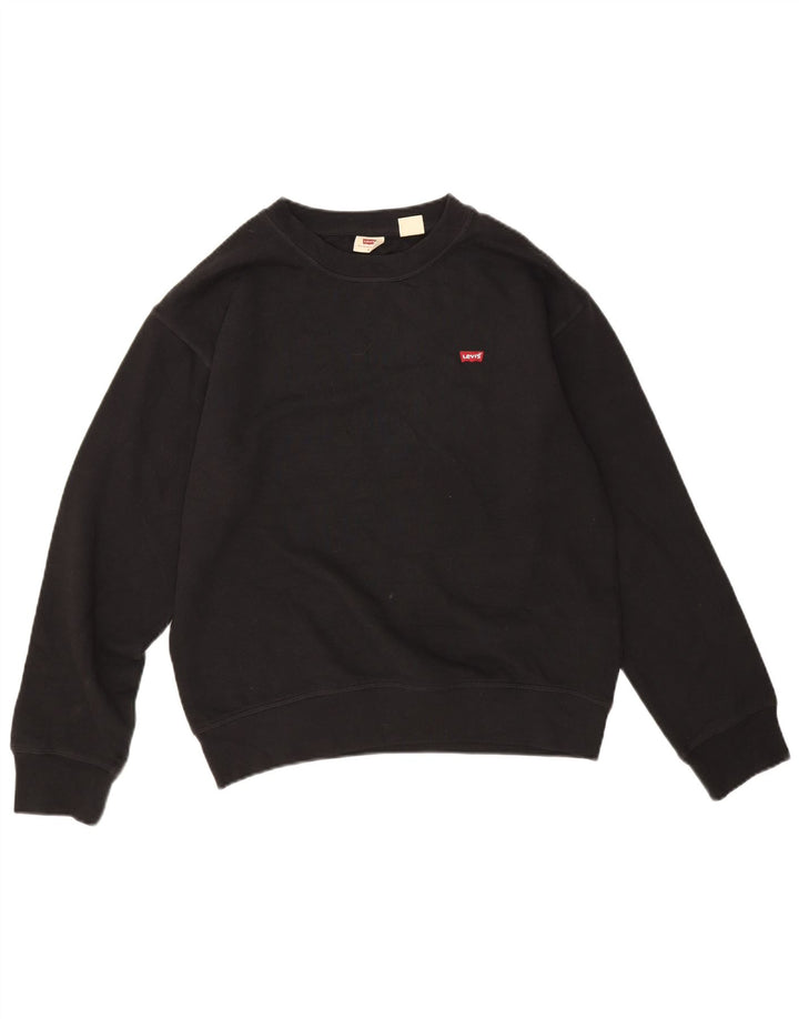Suéter oversized feminino Levi's UK 10 pequeno algodão preto