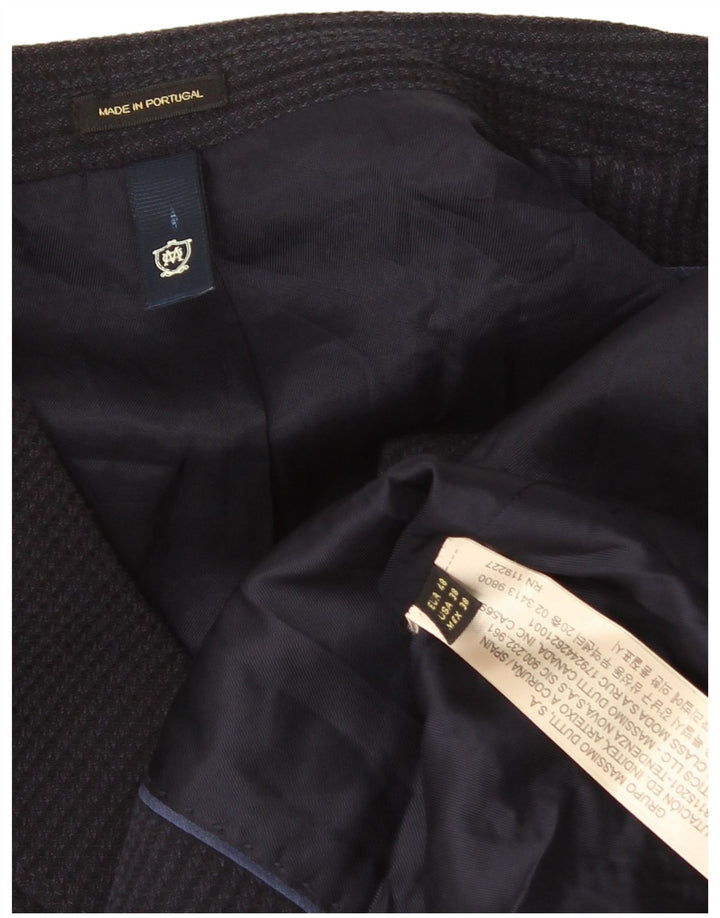 Jaqueta Blazer Masculina Massimo Dutti com 2 Botões UE 48 Médio Azul Marinho Acetato