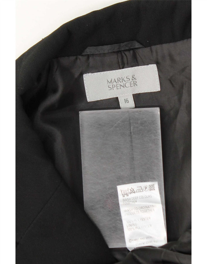 Jaqueta blazer feminina de 2 botões Marks & Spencer Reino Unido 16 grande poliéster preto