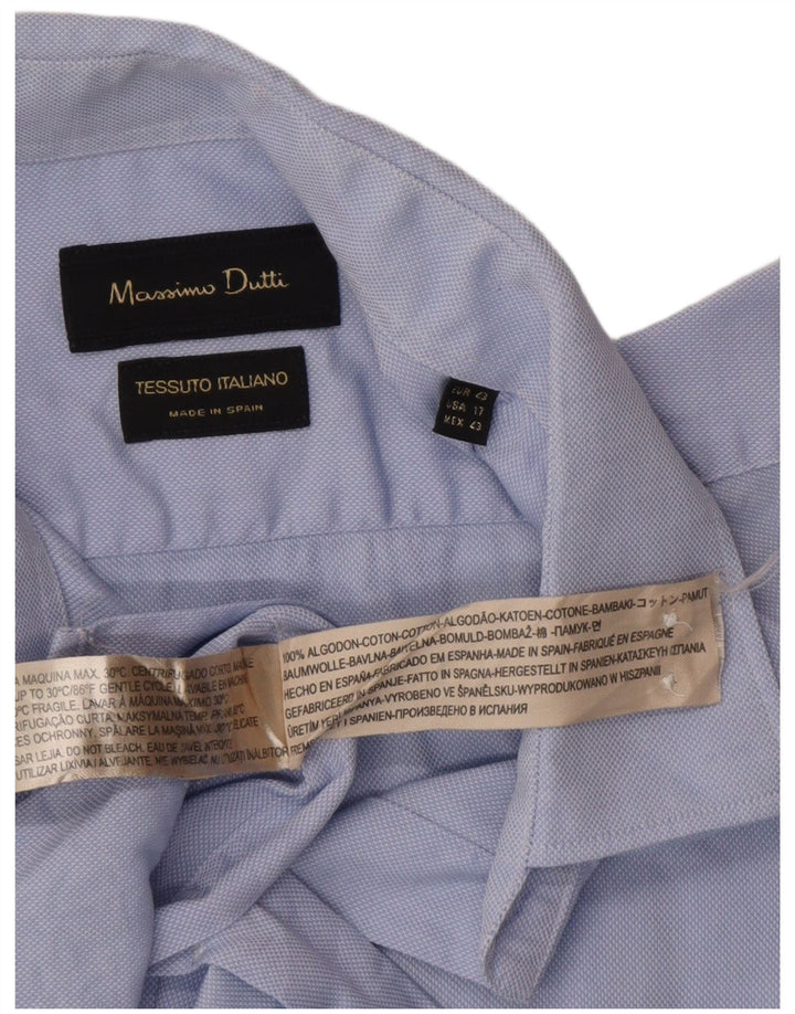 Camisa masculina Massimo Dutti tamanho 43 17 grande algodão azul