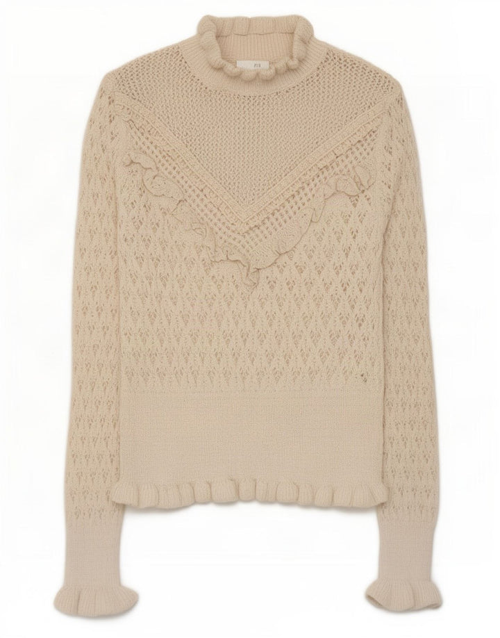 Suéter feminino Zara com gola tartaruga e gola redonda, poliéster bege pequeno, Reino Unido 8