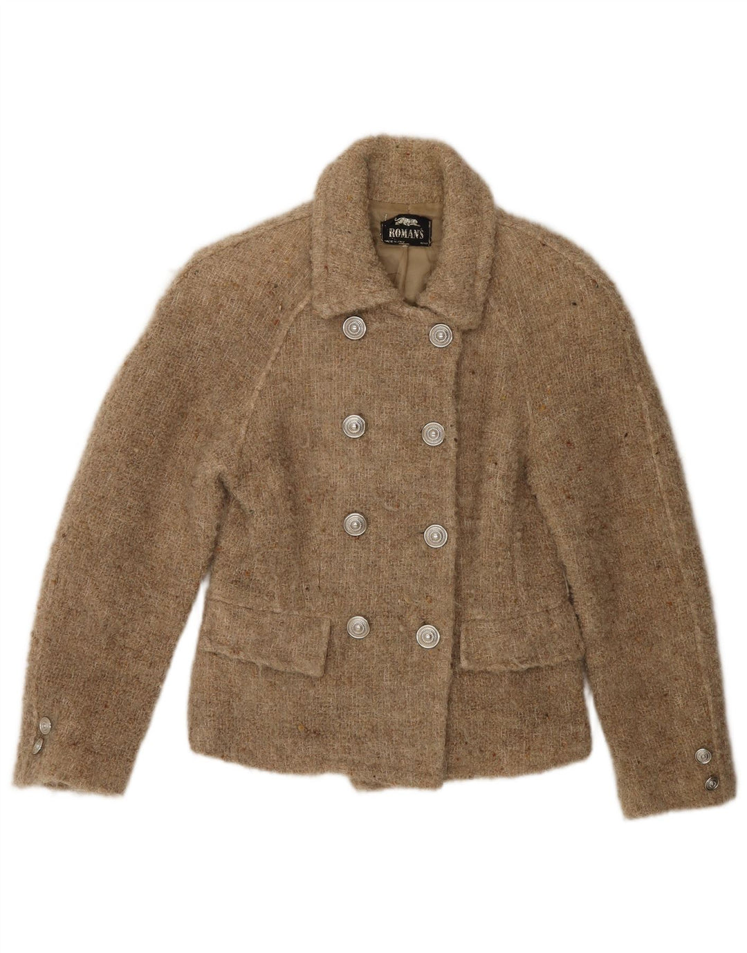 Casaco feminino Pea da Roman's UK 10 lã manchada bege pequena