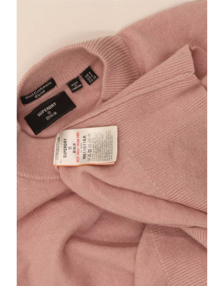 Superdry Suéter feminino superdimensionado com gola de tartaruga UK 8 pequeno rosa