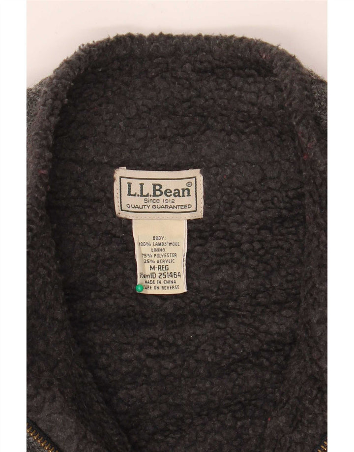 Suéter cardigã masculino Sherpa L.L.Bean lã de cordeiro cinza médio