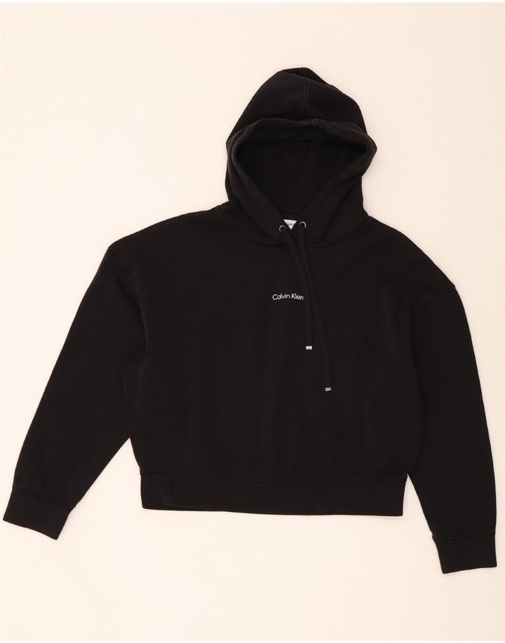 Suéter feminino com capuz e corte grande Calvin Klein Reino Unido 14 algodão preto médio