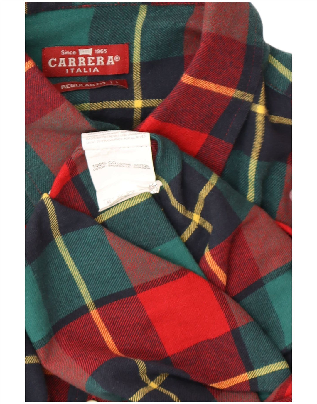 Camisa masculina Carrera grande xadrez multicolorida de algodão