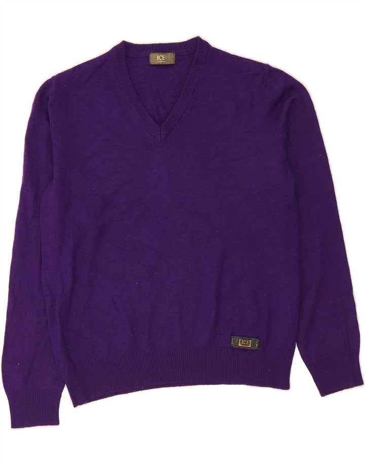 ICEBERG Womens V-Neck Jumper Sweater UK 20 2XL Purple Vintage Iceberg and Second-Hand Iceberg from Messina Hembry 