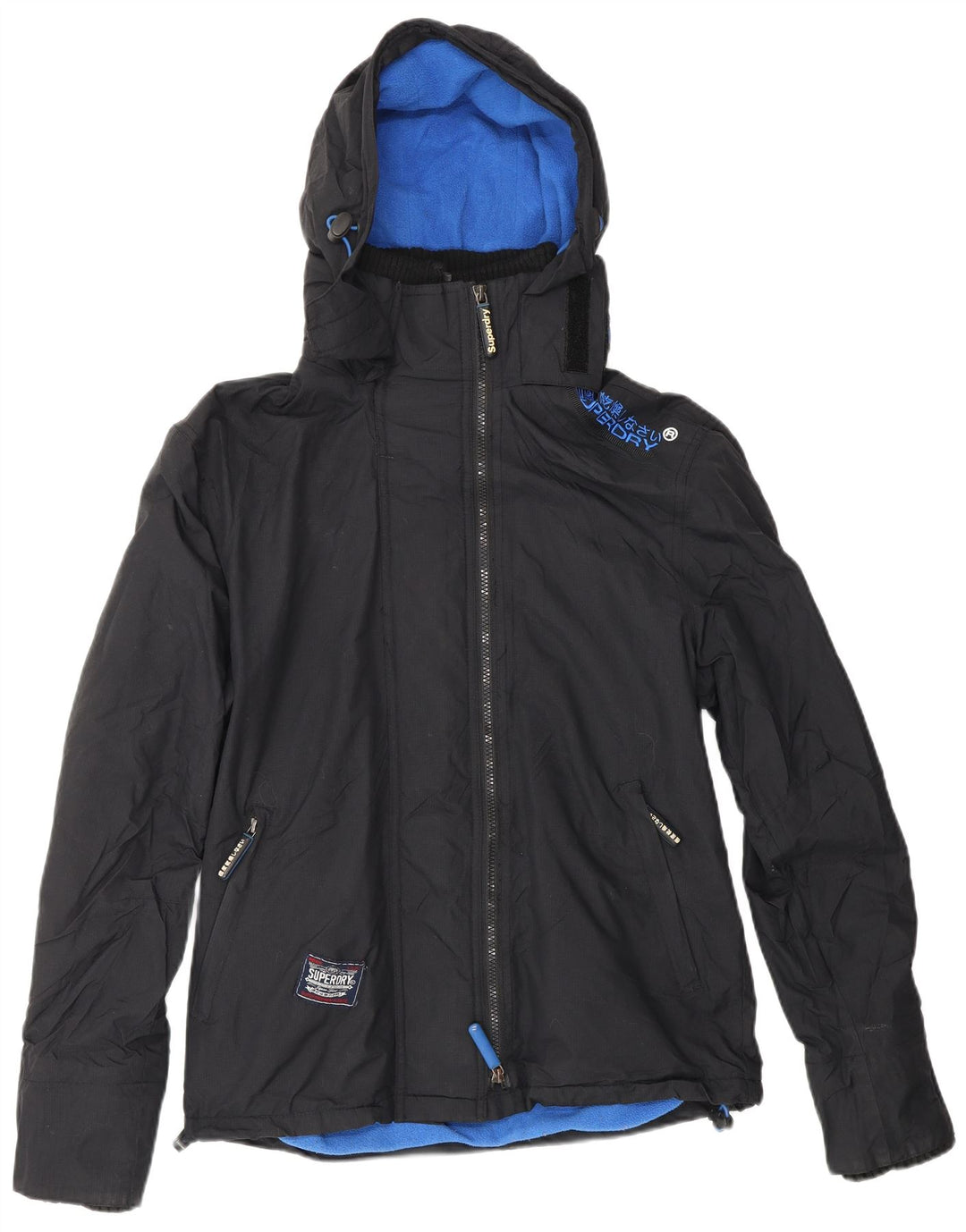 Jaqueta corta-vento feminina SUPERDRY com capuz e capuz Reino Unido 14 médio preto