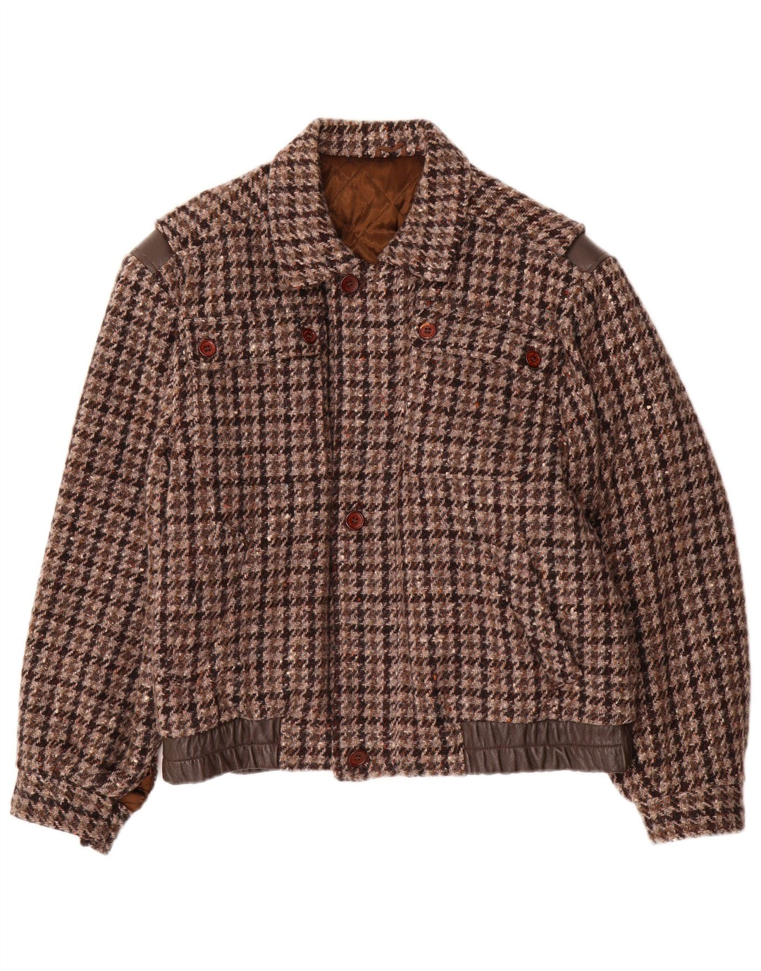 Dimensions Jaqueta Bomber Masculina IT 46 Lã Houndstooth Marrom Pequena