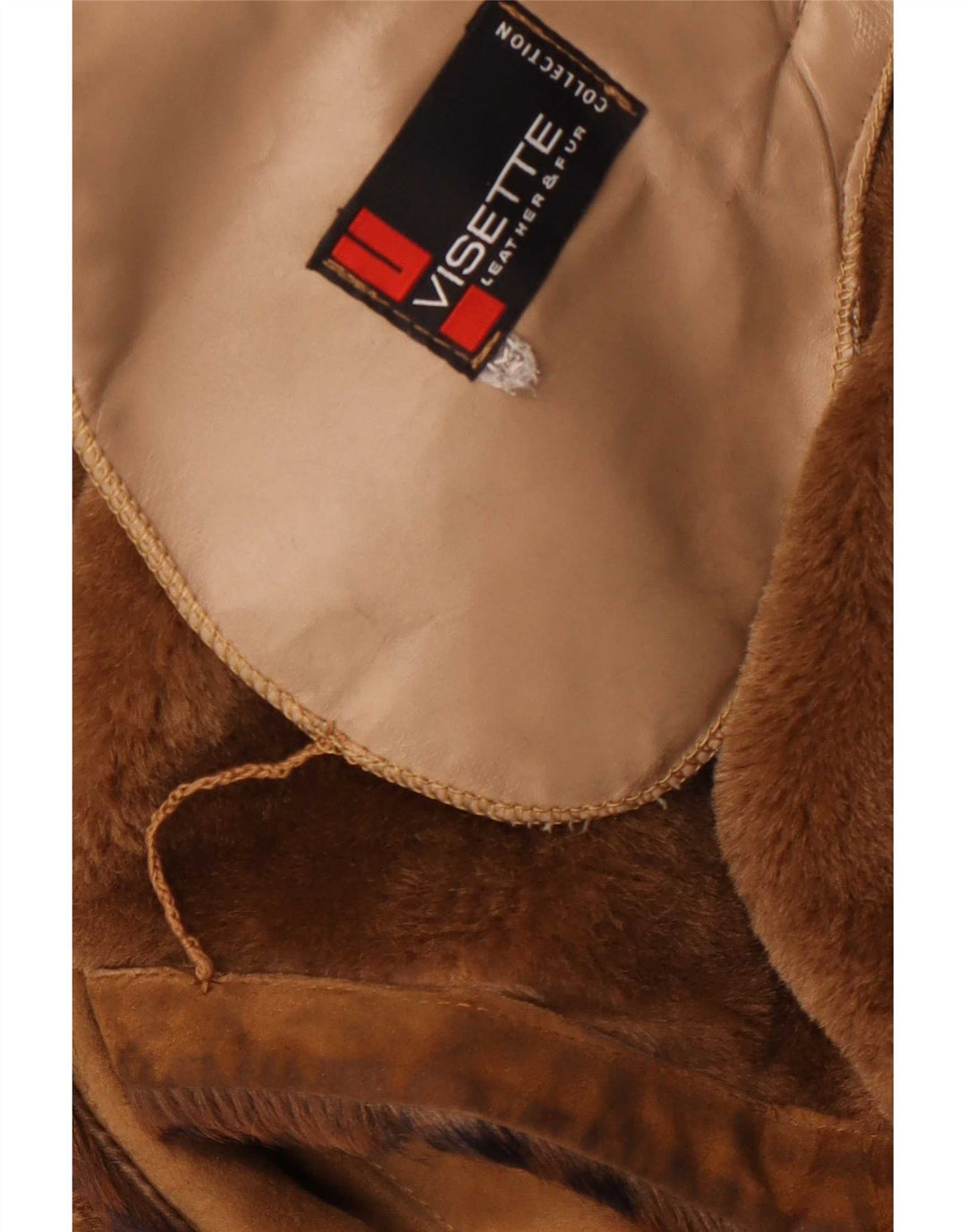 Casaco feminino vintage grande de shearling Reino Unido 14 marrom médio com estampa animal