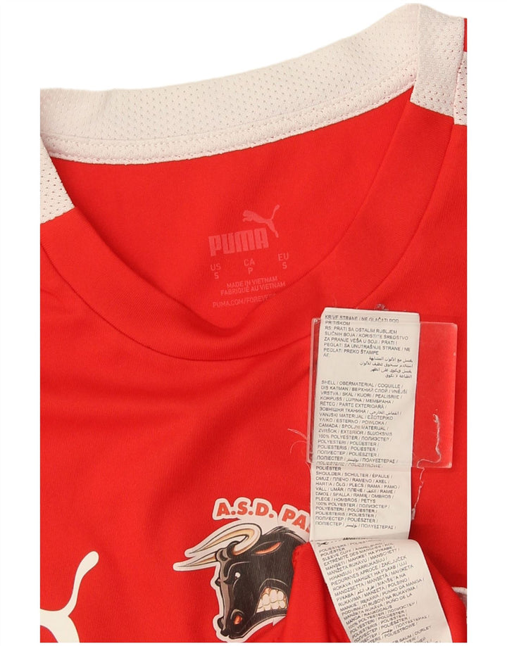 Puma Camiseta Masculina AC Milan Graphic Top Pequeno Poliéster Colorblock Vermelho