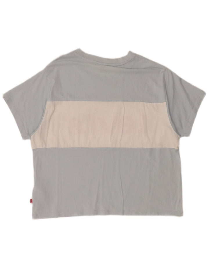 Camiseta feminina estampada grande da LEVI'S Reino Unido 10 bloco colorido azul pequeno