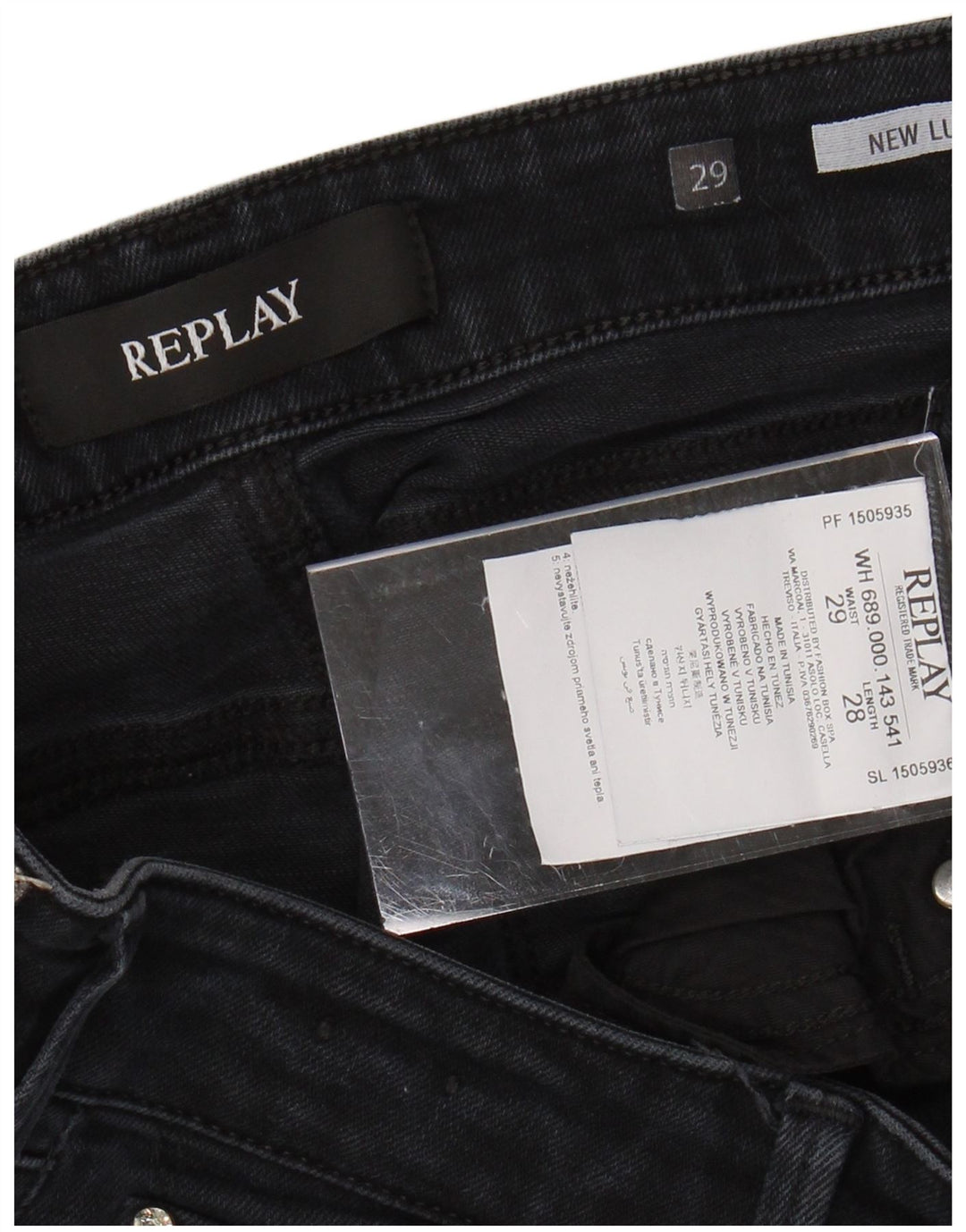 REPLAY Calça jeans feminina New Luz Skinny W29 L28 algodão preto