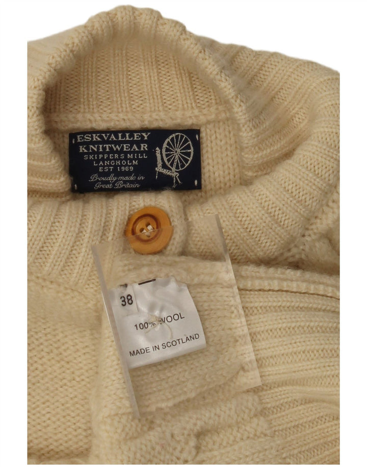 Suéter cardigã feminino VINTAGE EU 38 médio off white lã