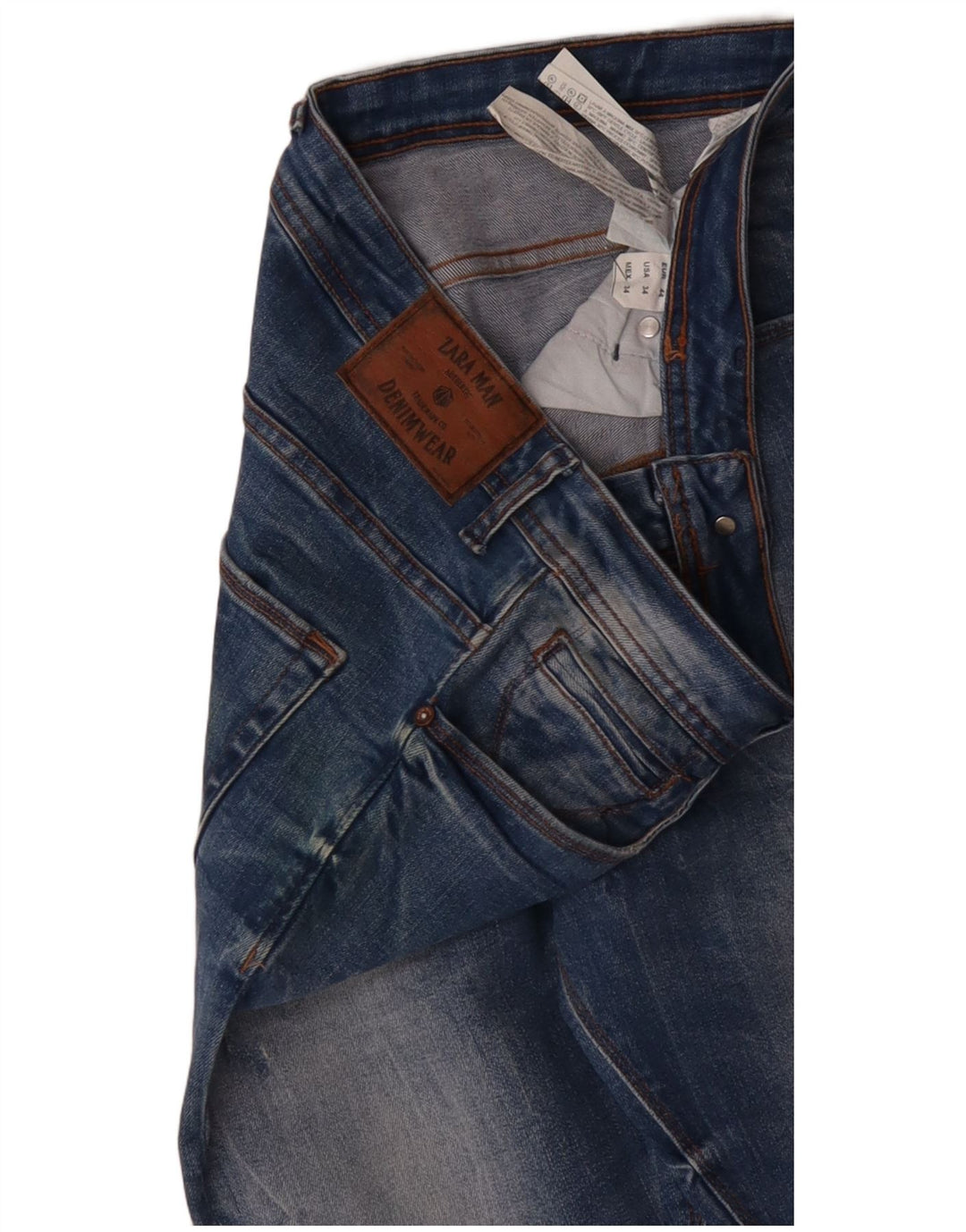 ZARA Mens Slim Jeans EU 44 Grande W34 L31 Azul Algodão