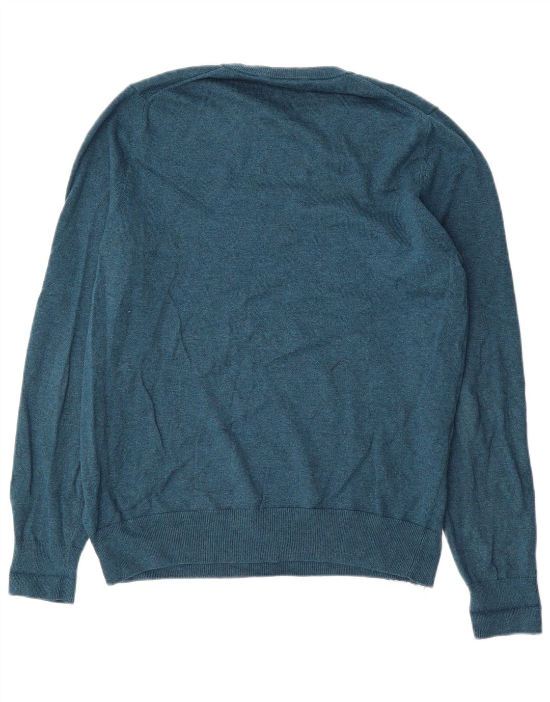 Suéter masculino Marks & Spencer com gola redonda, algodão azul médio