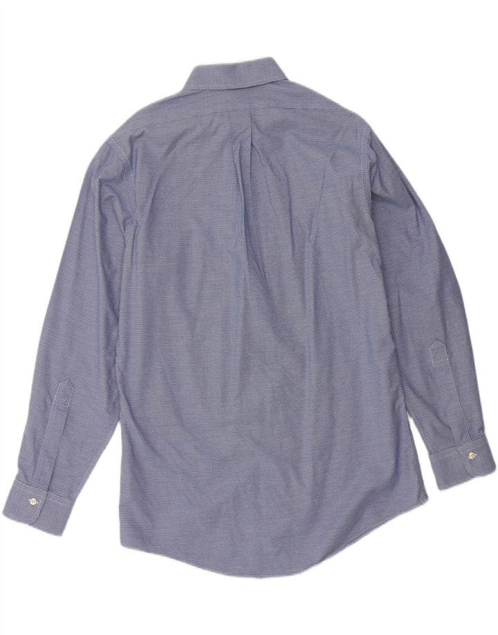 Camisa masculina BROOKS BROTHERS slim fit tamanho 15 1/2 médio azul houndstooth