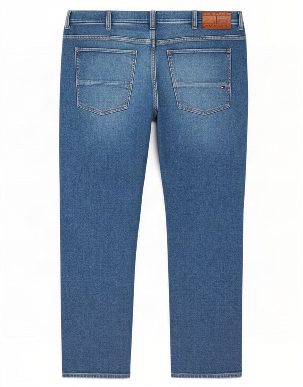 Tommy Hilfiger Masculino Mercer Regular Fit Straight Jeans W42 L32 Azul Algodão