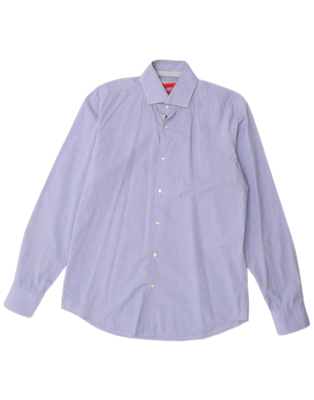 Camisa masculina Hugo Boss Regular Fit tamanho 39 15 1/2 algodão azul médio