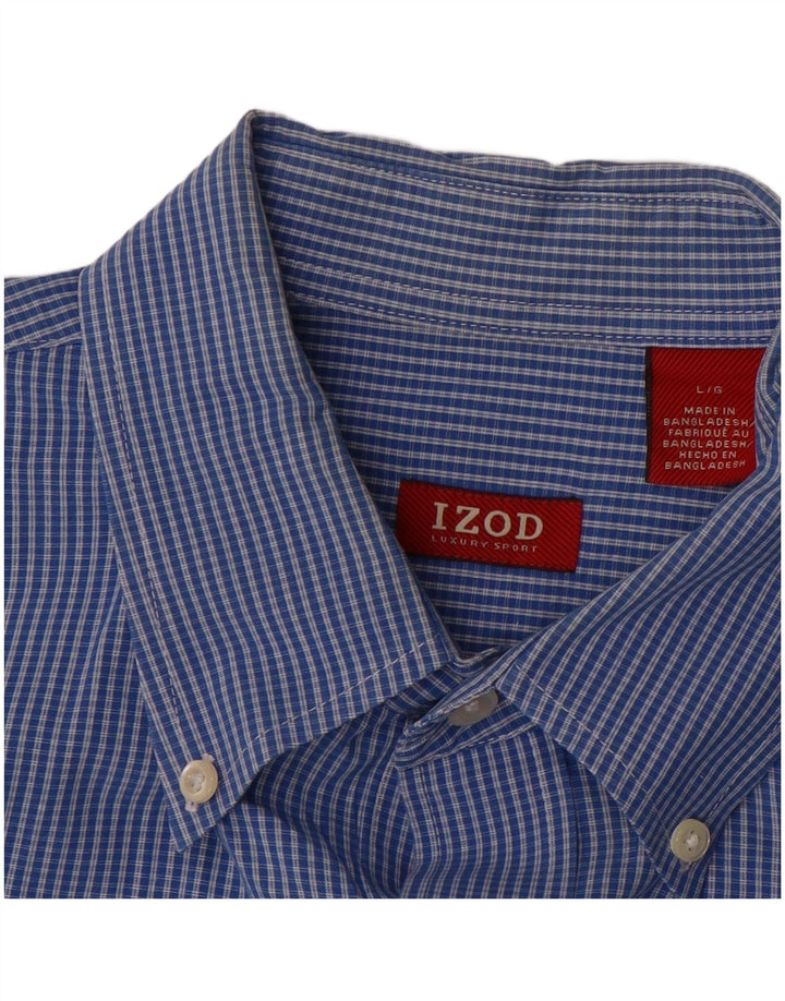 Camisa masculina IZOD grande algodão xadrez azul