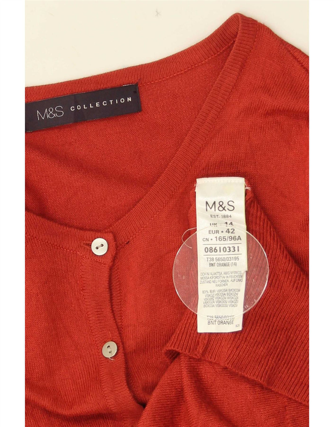 Suéter cardigã feminino Marks & Spencer UK 14 viscose laranja médio