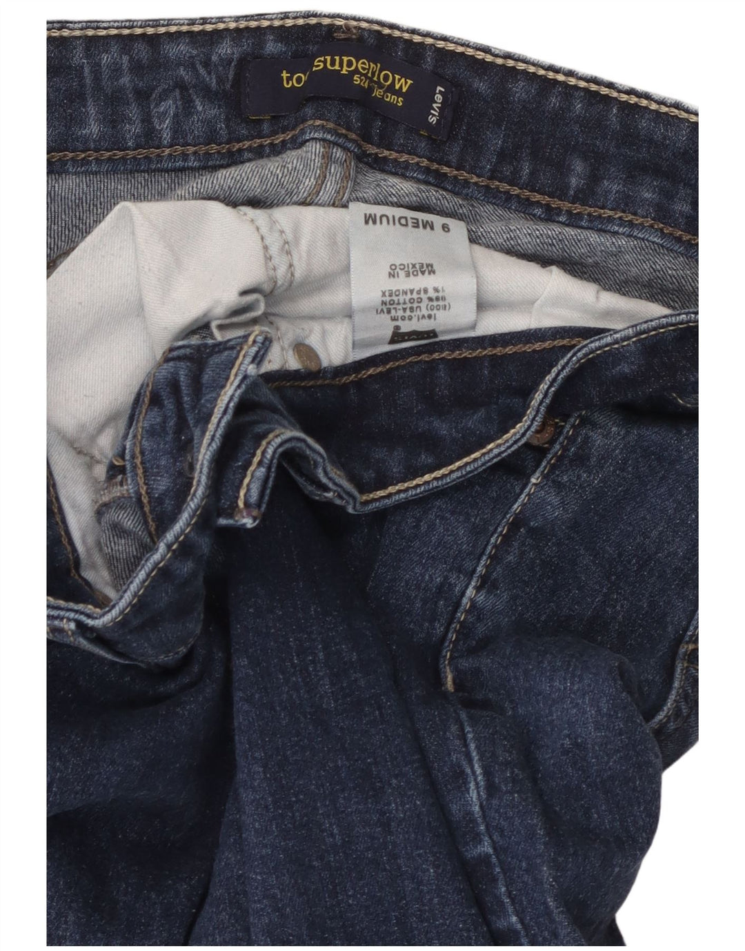 Calça jeans feminina Levi's 524 Super Low Skinny US 9 Médio W32 L31 Azul Algodão