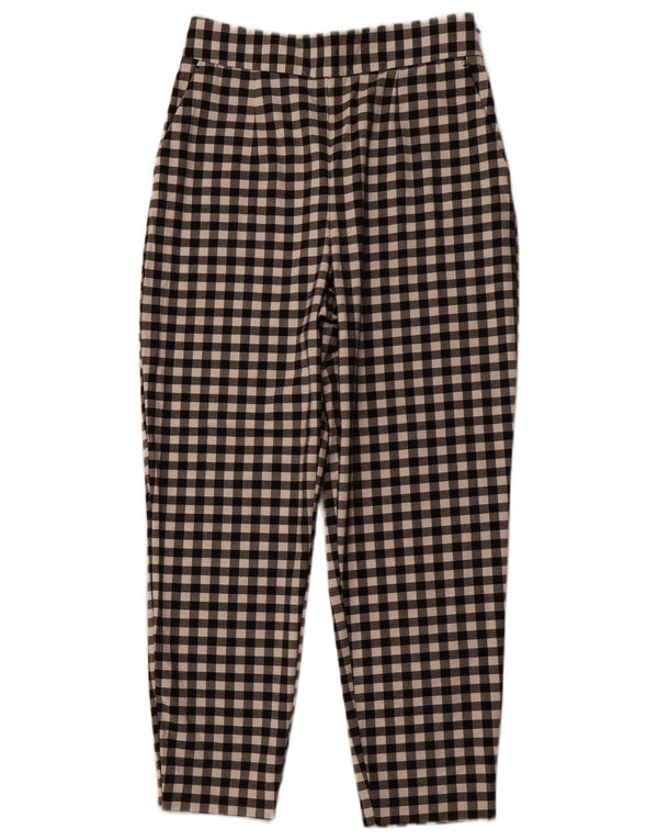 ZARA Womens Tapered Chino Trousers Medium W28 L26 Black Gingham Polyester