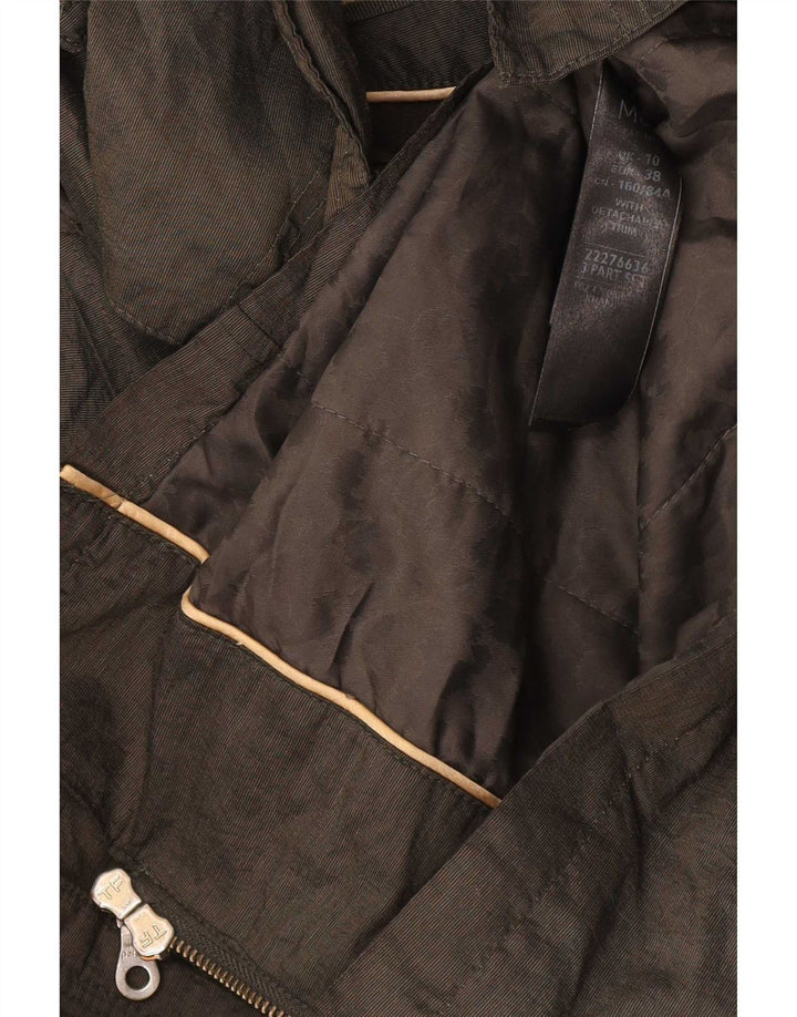 Jaqueta militar feminina com capuz Marks & Spencer Per Una Reino Unido 10 pequena cáqui