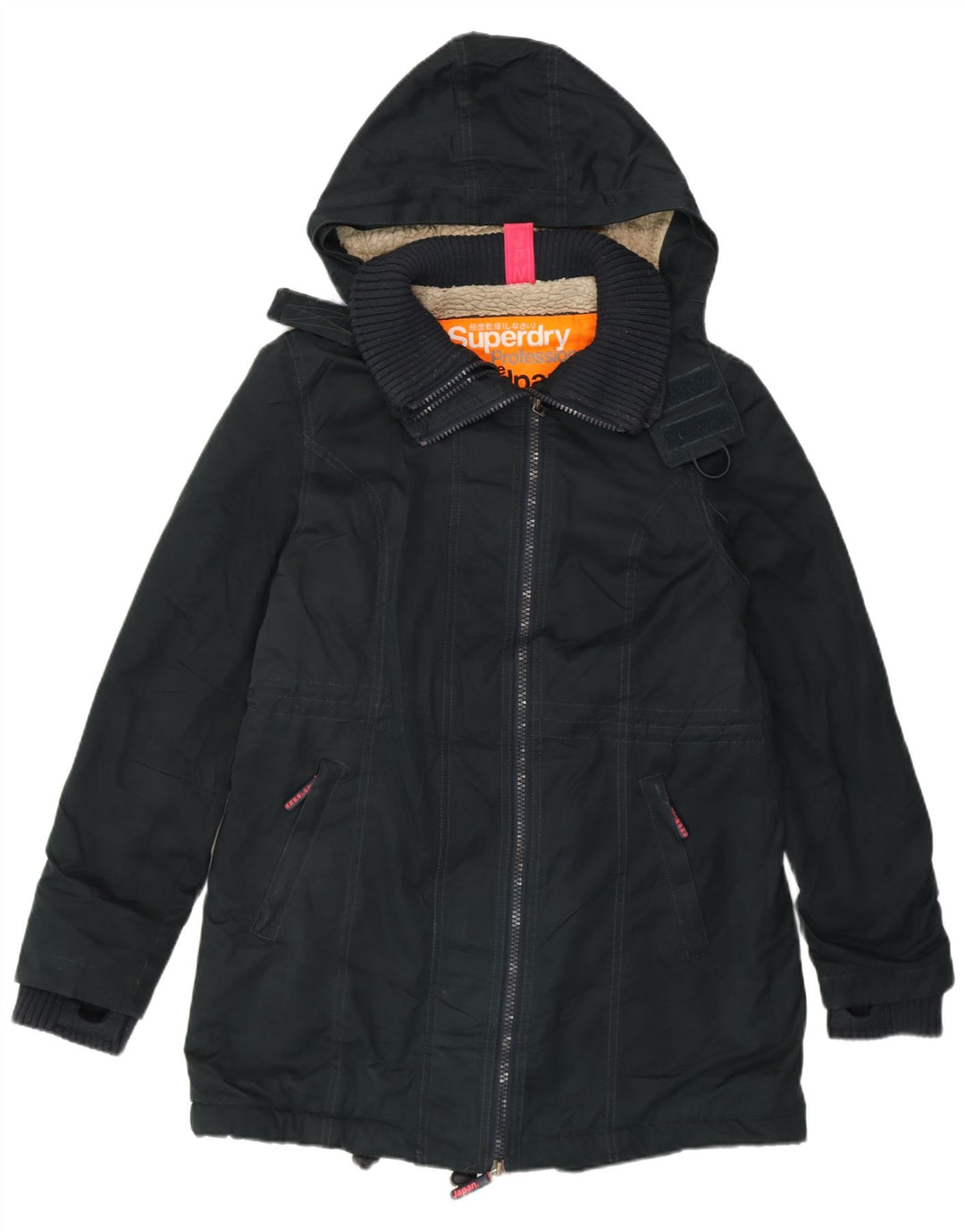 Jaqueta Superdry Feminina The windparka Parka UK 16 Grande Poliéster Preto