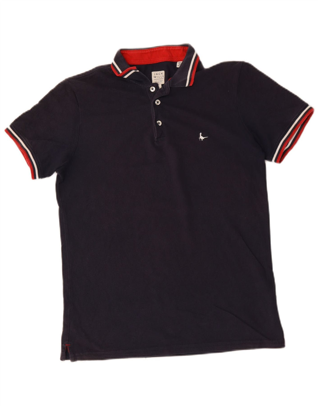 Camisa polo masculina Jack Wills pequena algodão azul marinho