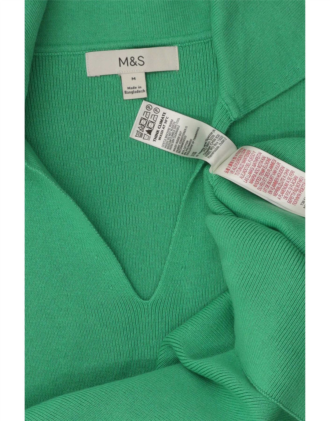 Camisa polo feminina Marks & Spencer Reino Unido 12 algodão verde médio