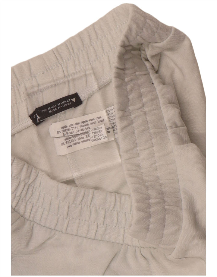 Calça de treino feminina Zara UK 12 algodão branco médio