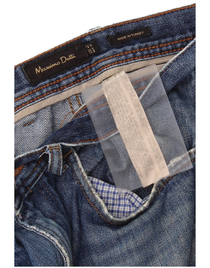 Calça jeans reta masculina Massimo Dutti desgastada UE 42 grande W32 L29 azul