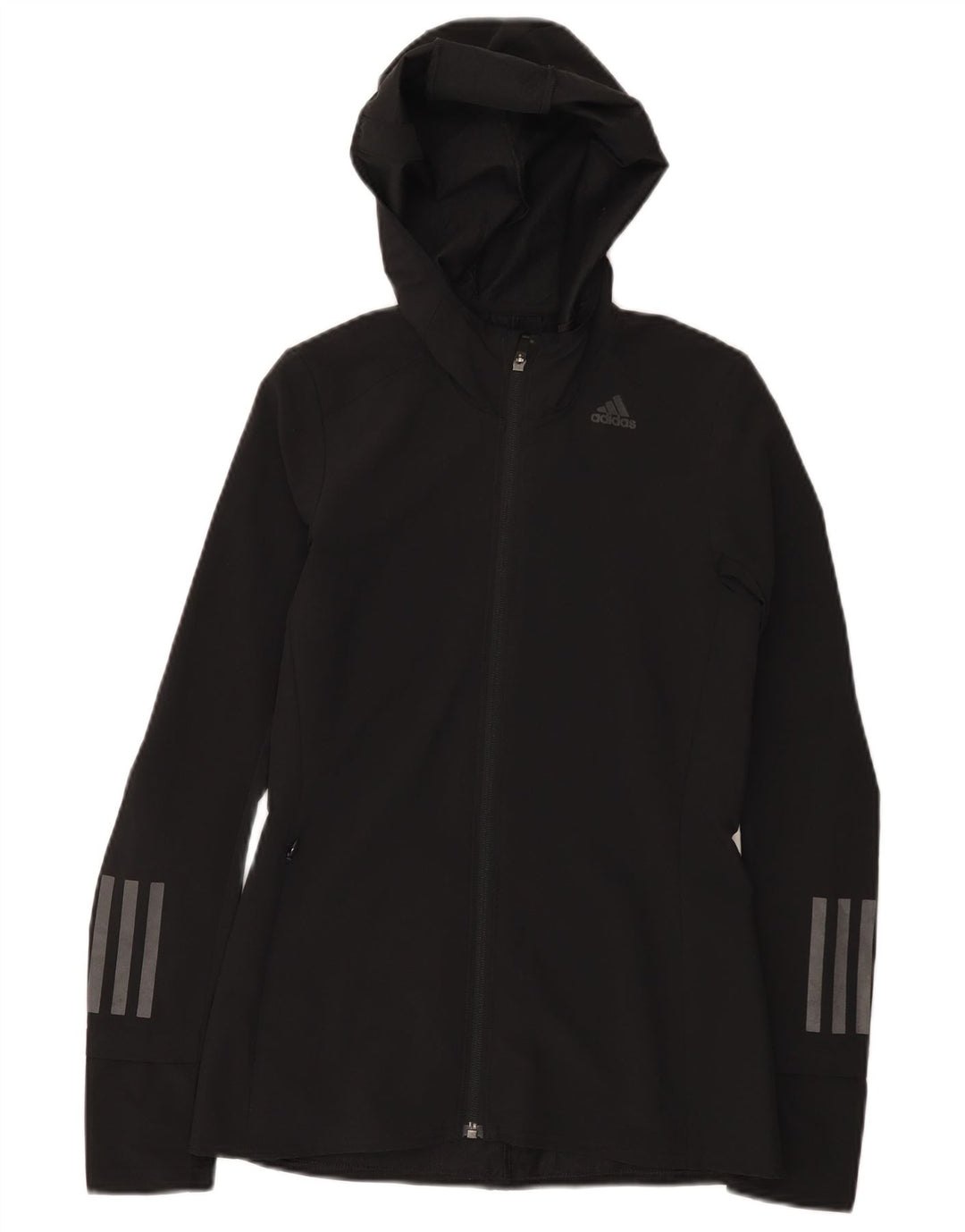 Adidas Womens Hooded Tracksuit Top Jacket UK 0/2 2XS Preto Poliéster