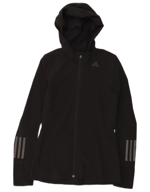 Adidas Womens Hooded Tracksuit Top Jacket UK 0/2 2XS Preto Poliéster