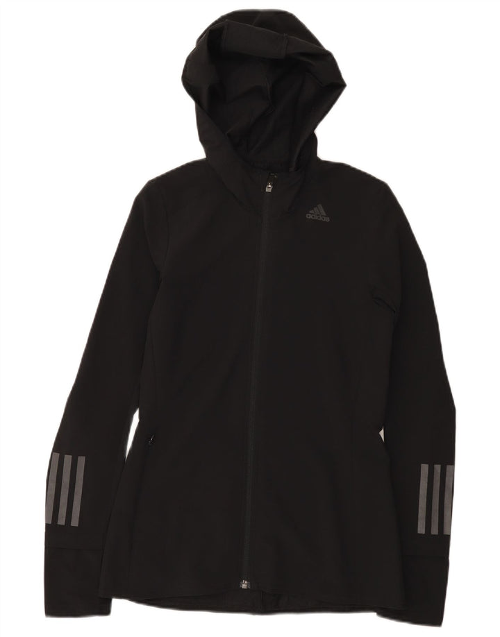 Adidas Womens Hooded Tracksuit Top Jacket UK 0/2 2XS Preto Poliéster