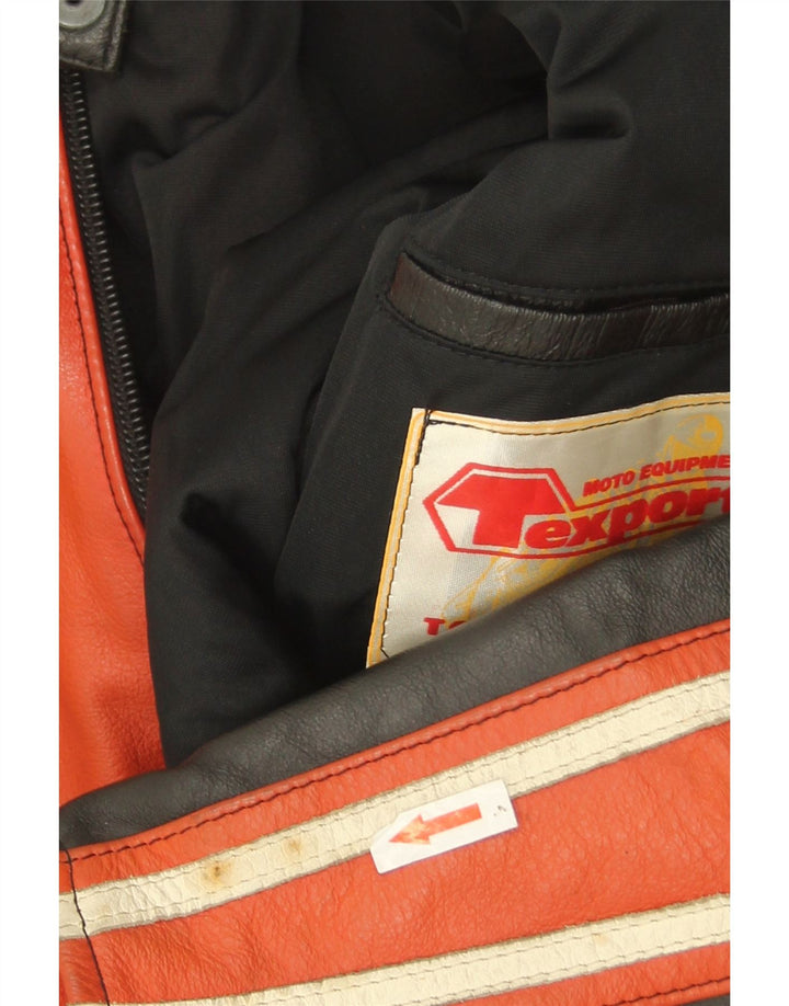 Jaqueta feminina vintage de couro Racer IT 52 2XL vermelho colorblock